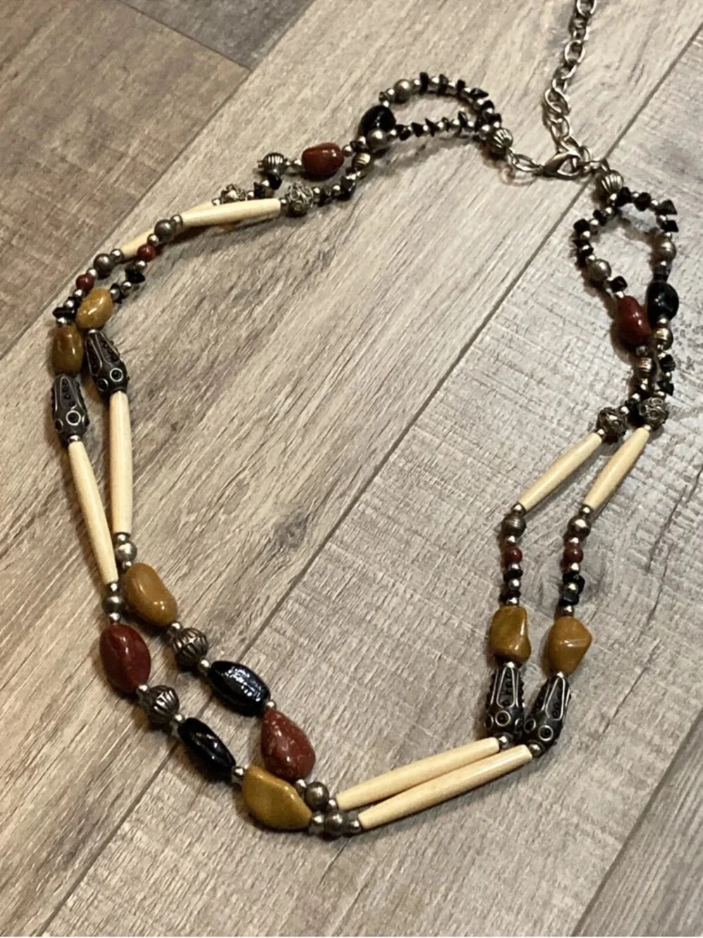 Multi-Strand Boho Beaded belt in Cream, Brown & Black